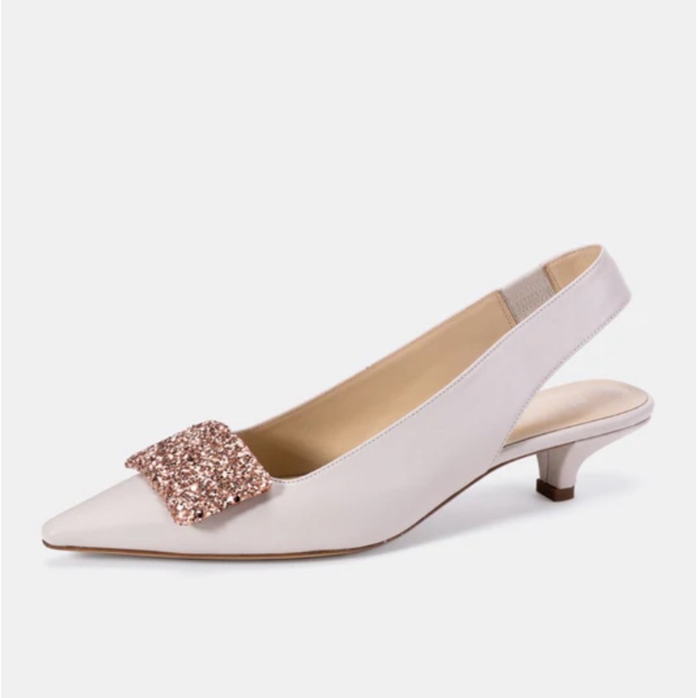BELLS & BECKS Elegant Glitter-Embellished Heels in Ivory